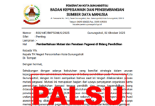 Pemberitahuan beredarnya Surat Edaran Palsu terkait Mutasi dan Penataan Pegawai
